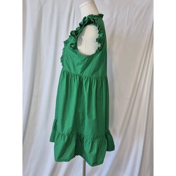 Carolina Constas Womens Designer Green Ruffled V-neck Shift Dress Small - Picture 4 of 7